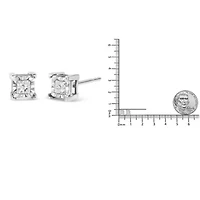 Silver 1 1/4 Cttw Diamond Solitaire Stud Earrings