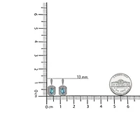 .925 Sterling Silver 5mm Blue Topaz and Diamond Dangle Earrings