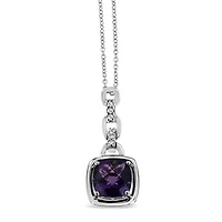 Silver Purple Amethyst and Diamond Accented Bale 18" Inch Pendant Necklace