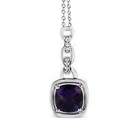 Silver Purple Amethyst and Diamond Accented Bale 18" Inch Pendant Necklace
