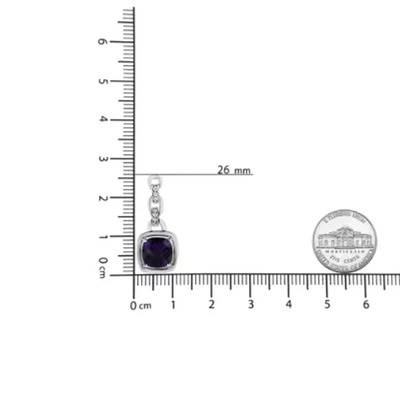 Silver Purple Amethyst and Diamond Accented Bale 18" Inch Pendant Necklace