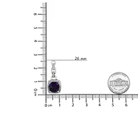 Silver Purple Amethyst and Diamond Accented Bale 18" Inch Pendant Necklace
