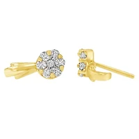14K Yellow Gold 3/4 Ct Diamond Floral Cluster Drop and Dangle Stud Earrings