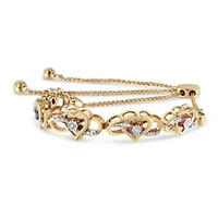 14K Yellow Gold Plated Silver 1/10 Cttw Diamond Infinity Heart Shaped Bolo Bracelet