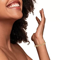 14K Yellow Gold Plated Silver 1/10 Cttw Diamond Infinity Heart Shaped Bolo Bracelet
