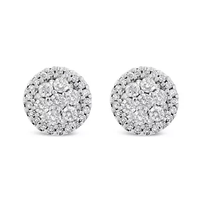 AGS 14K White Gold 1.0 Cttw Diamond Stud Earrings