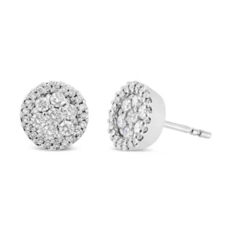AGS 14K White Gold 1.0 Cttw Diamond Stud Earrings