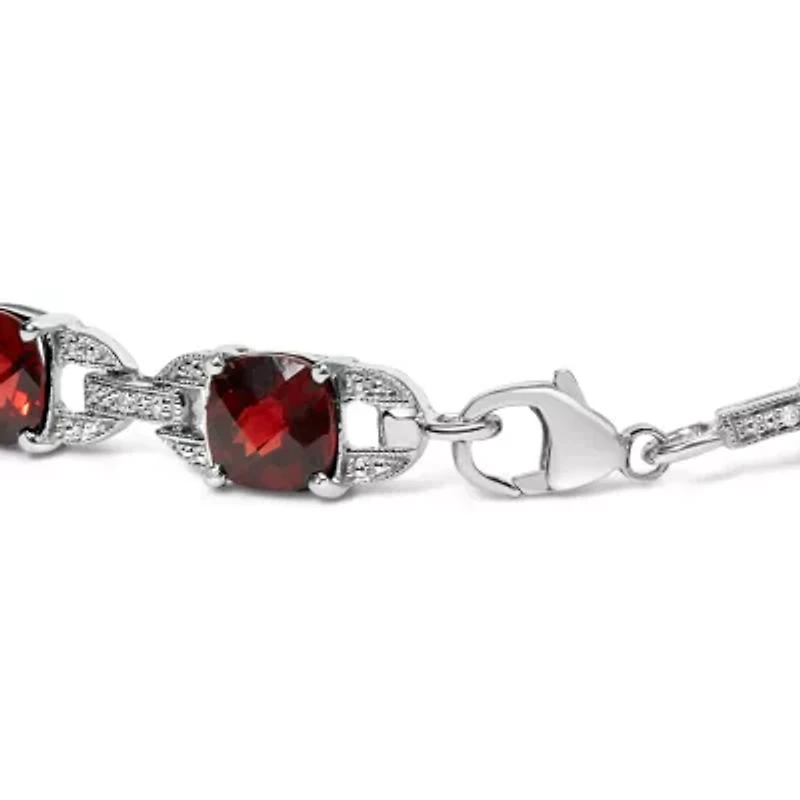 Sterling Silver Garnet & Diamond Accent Tennis Link Bracelet-7"