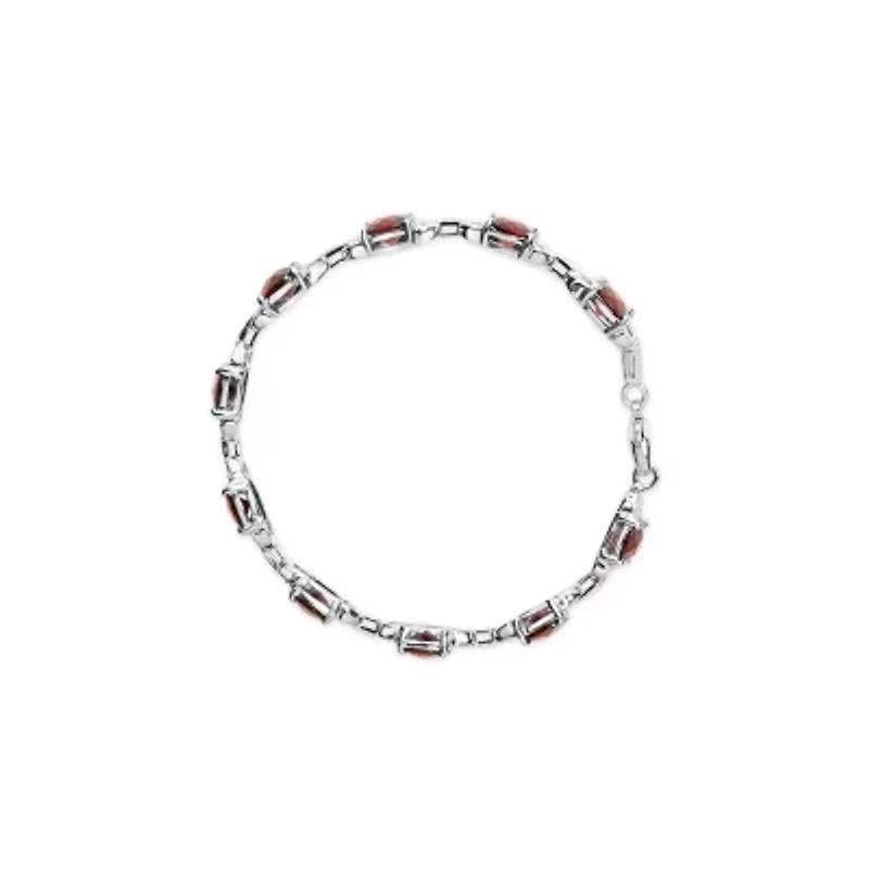 Sterling Silver Garnet & Diamond Accent Tennis Link Bracelet-7"
