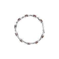Sterling Silver Garnet & Diamond Accent Tennis Link Bracelet-7"