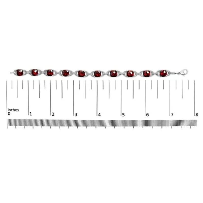 Sterling Silver Garnet & Diamond Accent Tennis Link Bracelet-7"