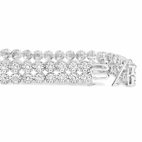 Silver 2.0 Cttw Miracle Set Diamond 2 Row Link Bracelet