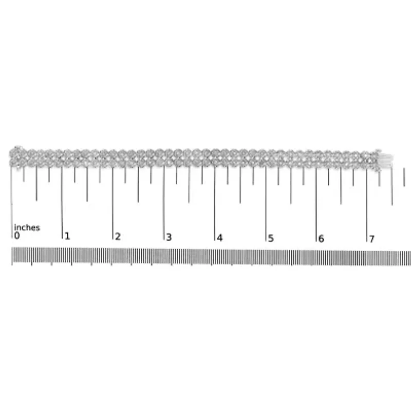 Silver 2.0 Cttw Miracle Set Diamond 2 Row Link Bracelet