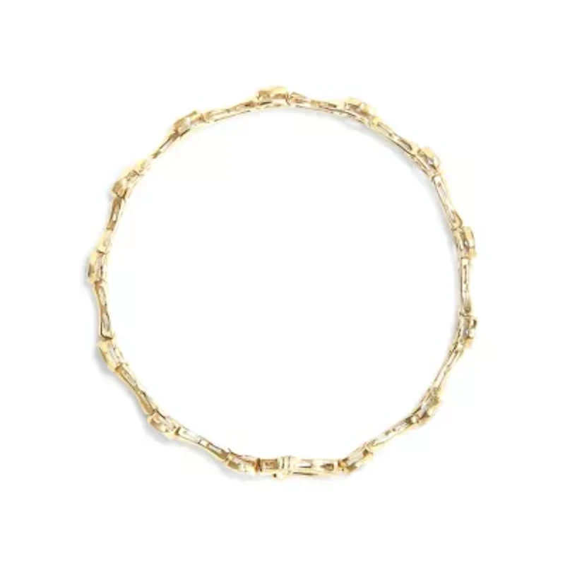 10K Yellow Gold Plated Silver 1.0 Cttw Diamond Bezel Style Station Link Bracelet