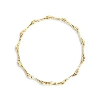 10K Yellow Gold Plated Silver 1.0 Cttw Diamond Bezel Style Station Link Bracelet