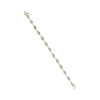 10K Yellow Gold Plated Silver 1.0 Cttw Diamond Bezel Style Station Link Bracelet