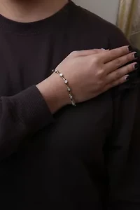 10K Yellow Gold Plated Silver 1.0 Cttw Diamond Bezel Style Station Link Bracelet
