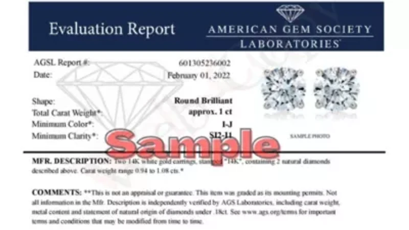 AGS Certified 14k Gold Cttw Diamond Stud Earrings