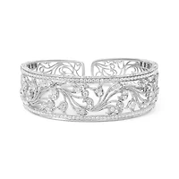 18K White Gold 3 1/4 Cttw Diamond Openwork Bangle Cuff Bracelet