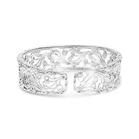 18K White Gold 3 1/4 Cttw Diamond Openwork Bangle Cuff Bracelet