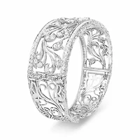 18K White Gold 3 1/4 Cttw Diamond Openwork Bangle Cuff Bracelet