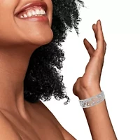 18K White Gold 3 1/4 Cttw Diamond Openwork Bangle Cuff Bracelet