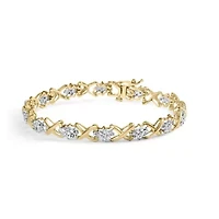 10k Yellow Gold Plated Silver 2.00 Cttw Round-Cut Diamond Link 7" Bracelet