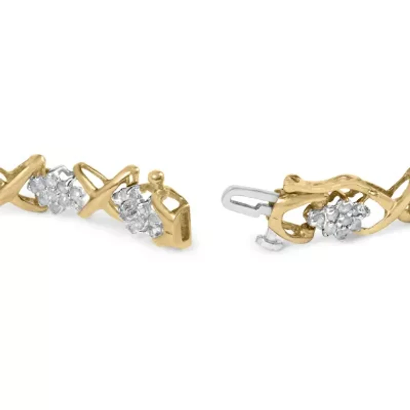 10k Yellow Gold Plated Silver 2.00 Cttw Round-Cut Diamond Link 7" Bracelet