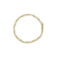 10k Yellow Gold Plated Silver 2.00 Cttw Round-Cut Diamond Link 7" Bracelet