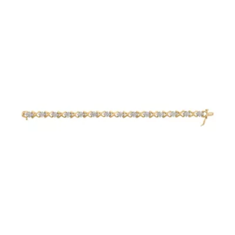 10k Yellow Gold Plated Silver 2.00 Cttw Round-Cut Diamond Link 7" Bracelet