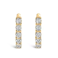14k Yellow Gold 1/2 Cttw Diamond Cluster Hoop Earrings