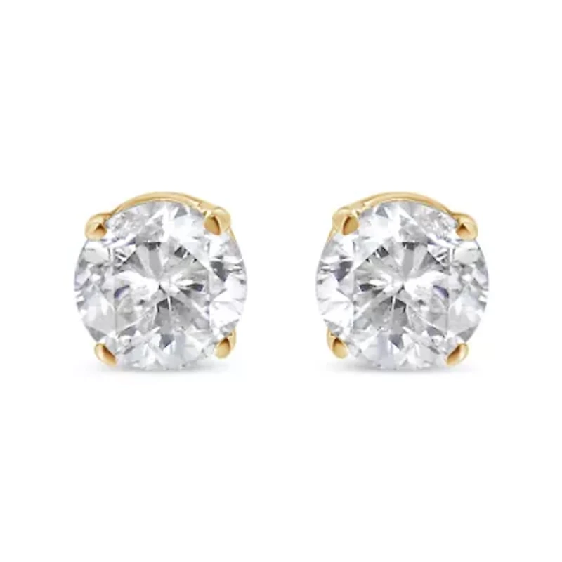 AGS Certified 14K Yellow Gold / Cttw Diamond Stud Earrings