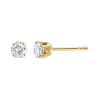 AGS Certified 14K Yellow Gold / Cttw Diamond Stud Earrings