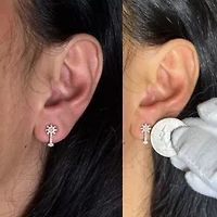 10K Rose Gold 1/4 Ct Diamond Palm Tree Stud Earrings