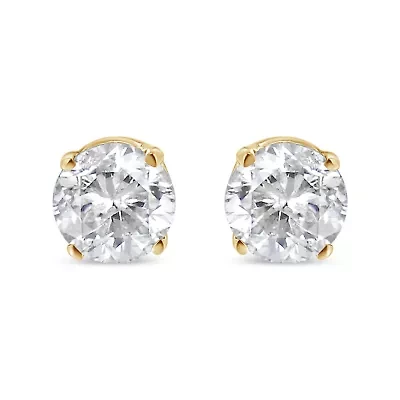 AGS Certified 14k Yellow Gold 3/8 cttw Diamond Stud Earrings