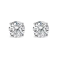 AGS 14K White Gold 1.0 Cttw Diamond Push Back Stud Earrings