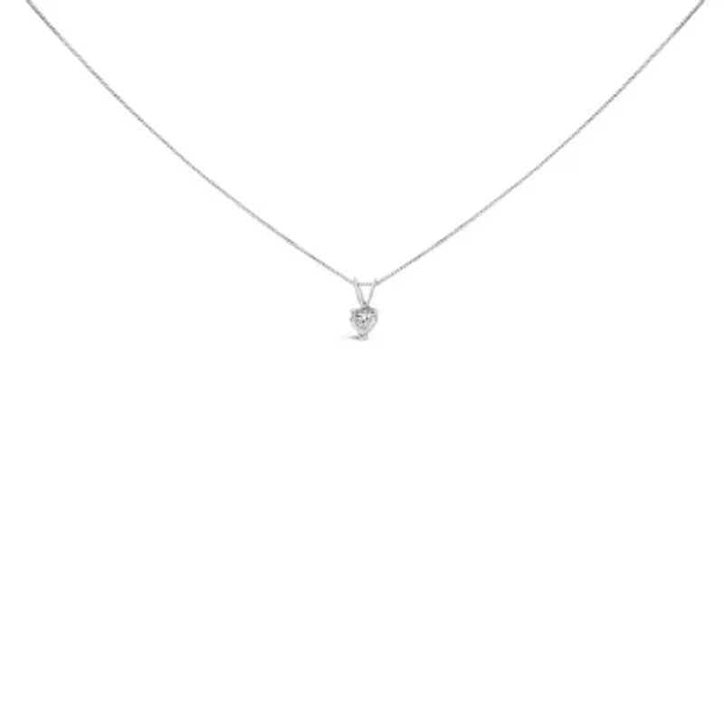 Lab Created 14K White Gold 1/4 Cttw Heart Shaped Solitaire Lab Grown Diamond Pendant Necklace