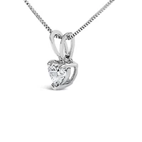 Lab Created 14K White Gold 1/4 Cttw Heart Shaped Solitaire Lab Grown Diamond Pendant Necklace
