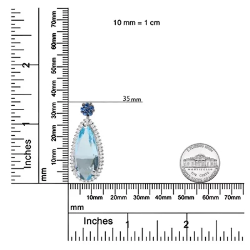 Gold 3/8 Ctw Diamond Topaz and Sapphire Floral Pendant Necklace