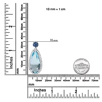 Gold 3/8 Ctw Diamond Topaz and Sapphire Floral Pendant Necklace