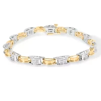 14K Two-Tone Gold 1.00 Cttw Diamond Chain Link Bracelet