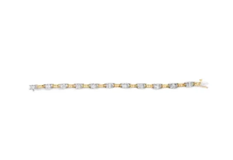 14K Two-Tone Gold 1.00 Cttw Diamond Chain Link Bracelet