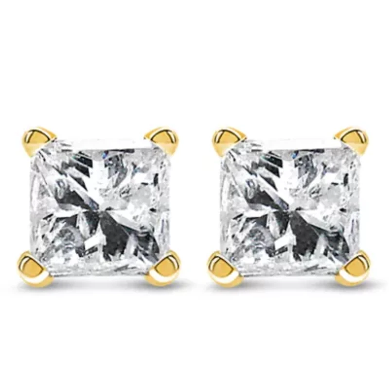 IGI Certified 14K Yellow Gold 1.00 Cttw Diamond Stud Earrings