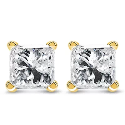 IGI Certified 14K Yellow Gold 1.00 Cttw Diamond Stud Earrings