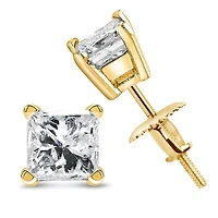 IGI Certified 14K Yellow Gold 1.00 Cttw Diamond Stud Earrings
