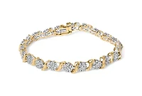 10K Yellow Gold 2.00 Cttw Round Cut Diamond 'S' Cluster Bracelet