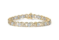 10K Yellow Gold 3.00 Cttw Diamond 'XOXO' Floral Design Bracelet