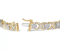 10K Yellow Gold 3.00 Cttw Diamond 'XOXO' Floral Design Bracelet