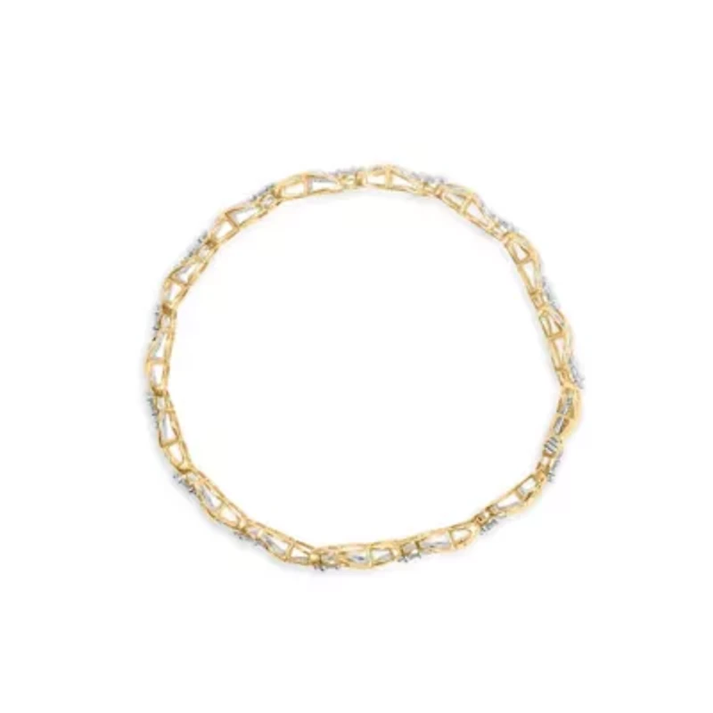 10K Yellow Gold 3.00 Cttw Diamond 'XOXO' Floral Design Bracelet