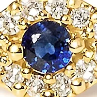 10K Yellow Gold Blue Sapphire and Diamond Accent Station Link Bracelet